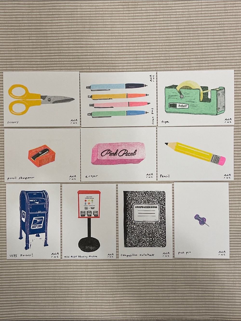 Anastasia Inciardi Complete Stationary Mini Print collection - 10 prints